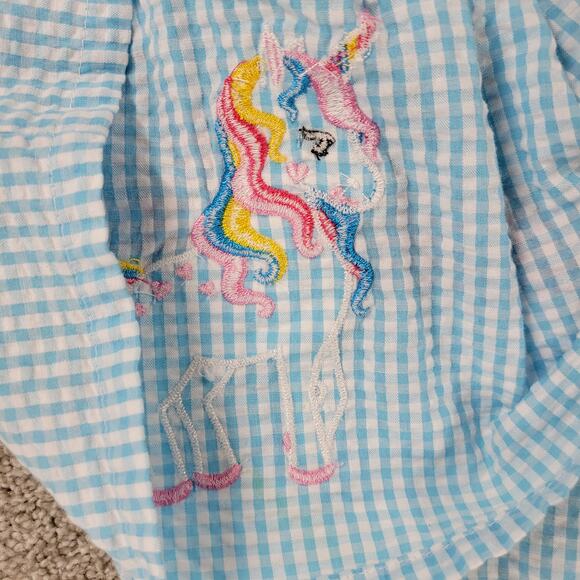 Emily Rose Unicorn Dress 18mo Blue Gingham Check Seersucker Halter‎ Sundress - Picture 9 of 14
